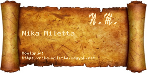 Nika Miletta névjegykártya